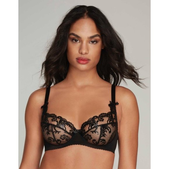 Agent Provocateur Dixee Black Wet Look Full Cup Bra 36E NWT